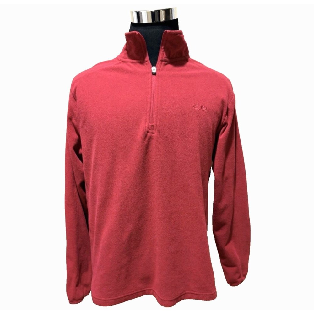 C9 Champion Red Quarter Zip Fleece Pullover Mens M Mock Neck Athletic Sweater